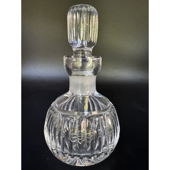 Vintage Waterford Cut Crystal Perfume Bottle w/Stopper-Dauber Ribbed Design 5" - Picture 1 of 6